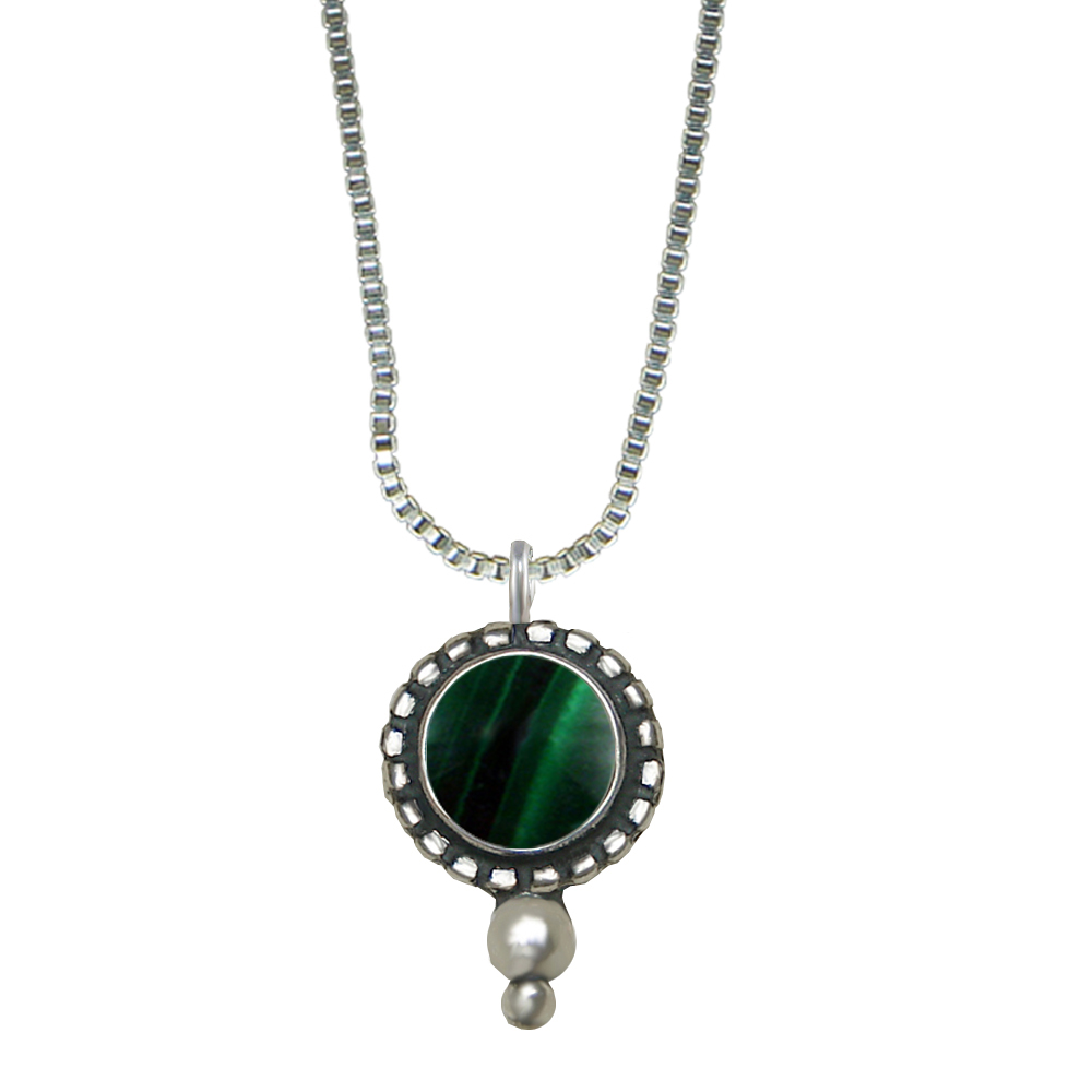Sterling Silver Little Malachite Pendant Necklace Sterling Silver Little Malachite Pendant Necklace